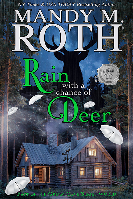 RainDeerVersontwoV8nox_72LG rain with a chance of deer cover art with deer shadow and cabin with trees
